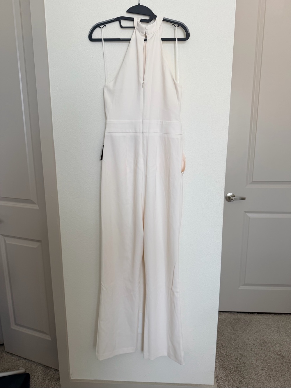 NWT Express Size 6 Ivory Halter Neck Wide Leg Jumpsuit Formal Wedding